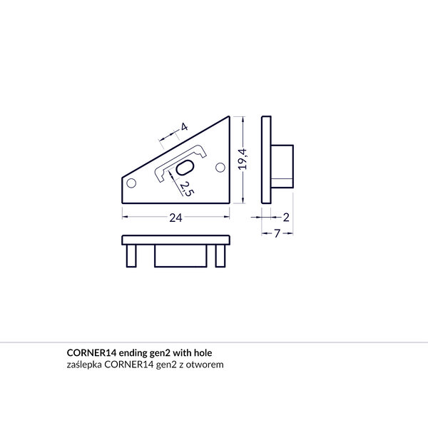 Topmet Corner14 Einddop Wit