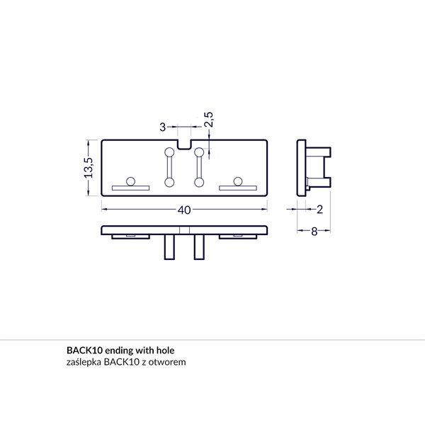 Topmet Back10 Einddop Zwart