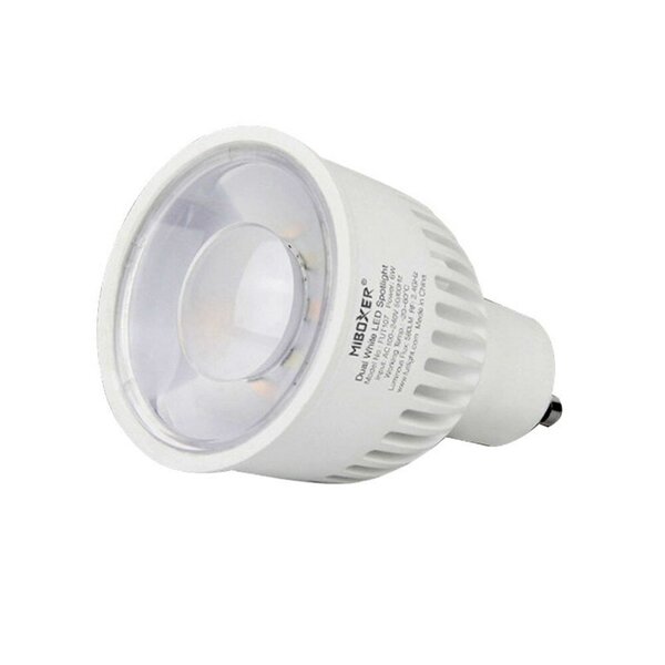 Milight / MiBoxer Dual White LED spot 6W GU10 met diffuse lens FUT107