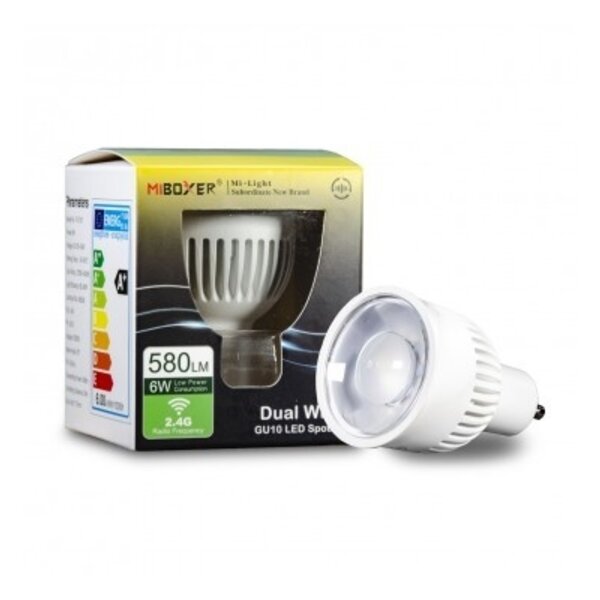 Milight / MiBoxer Dual White LED spot 6W GU10 met diffuse lens FUT107