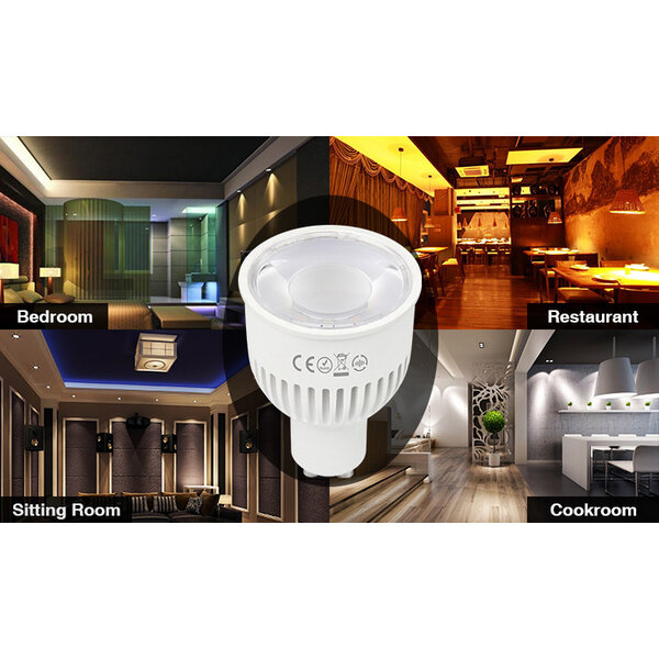 Milight / MiBoxer Dual White LED spot 6W GU10 met diffuse lens FUT107