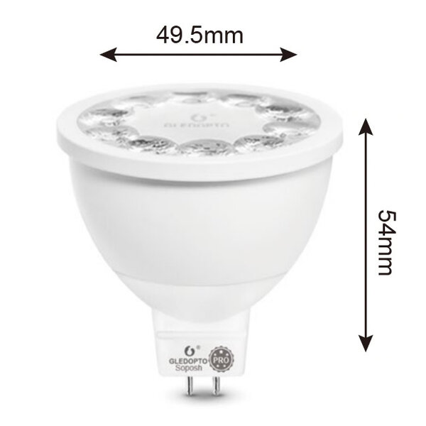 Gledopto Zigbee PRO Color and White 4 Watt MR16 Spot 120° lens