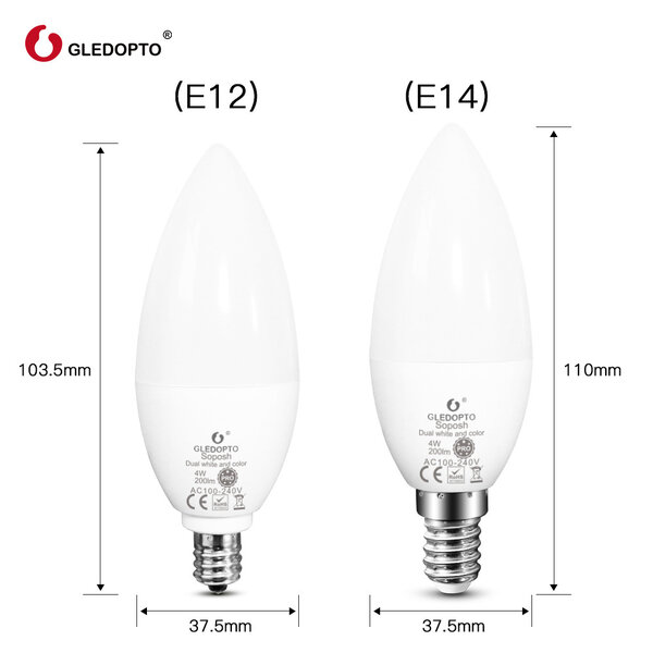 Gledopto Zigbee PRO Color and White 4 Watt E14 Kaars Lamp