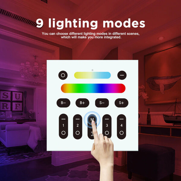 Gledopto RF Wandpaneel Color and White geschikt voor 4 Zones