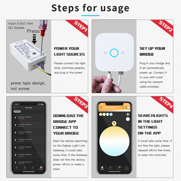 Gledopto Zigbee PRO Dual White LED Strip Controller 12 ~ 54 Volt
