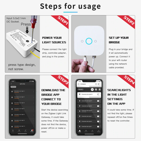 Gledopto Zigbee PRO Single Color LED Strip Dim Controller 12 ~ 54 Volt