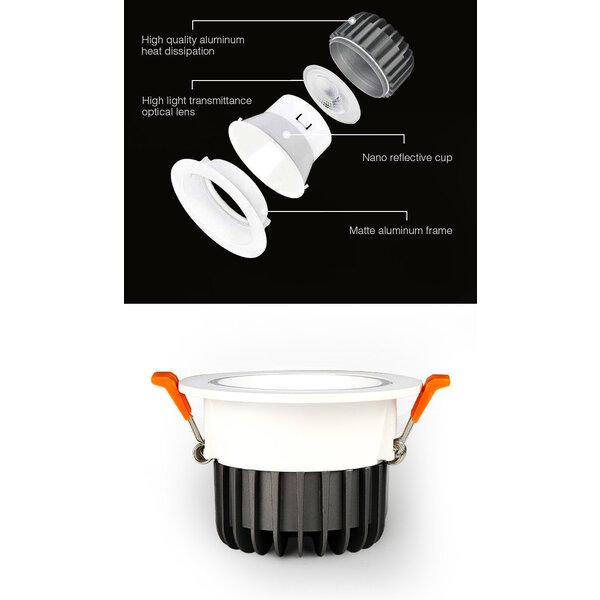 Milight / MiBoxer 6 Watt Anti-Glare RGB+CCT LED Downlight FUT070