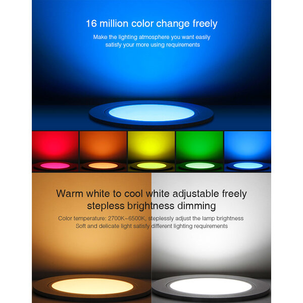 Milight / MiBoxer 12 Watt Anti-Glare RGB+CCT LED Downlight FUT071