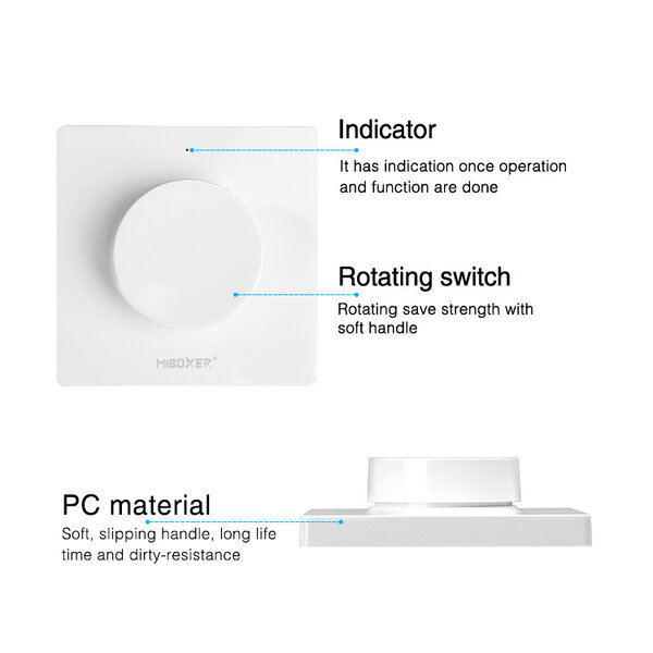 Milight / MiBoxer 2.4Ghz Draadloos Wandpaneel Voor Zone Controllers, Lampen en TRIAC Controllers