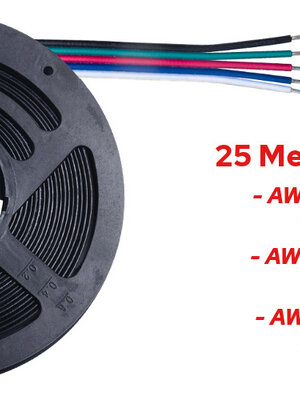 25 Meter Stroomdraad 5 Aderig RGBW