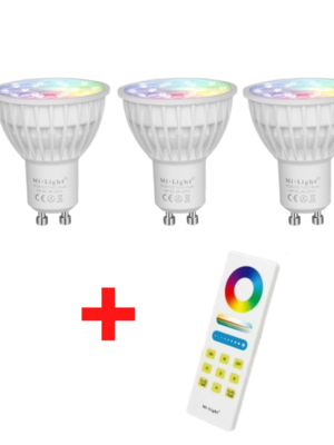 3 Stuks RGB+CCT GU10 LED Spot met Afstandsbediening