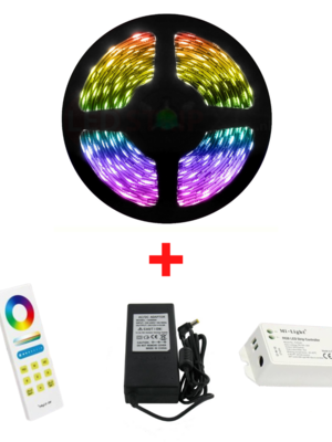 5 Meter 60 LED/m RGB LEDStrip Compleet met Luxe Afstandsbediening