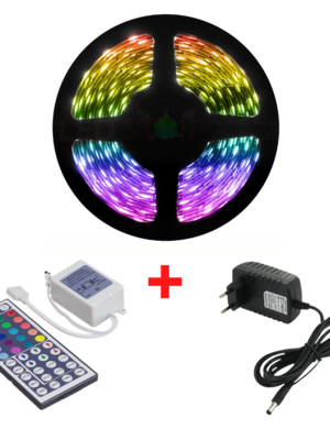 5 Meter 30 LED/m RGB LEDStrip Compleet met Afstandsbediening