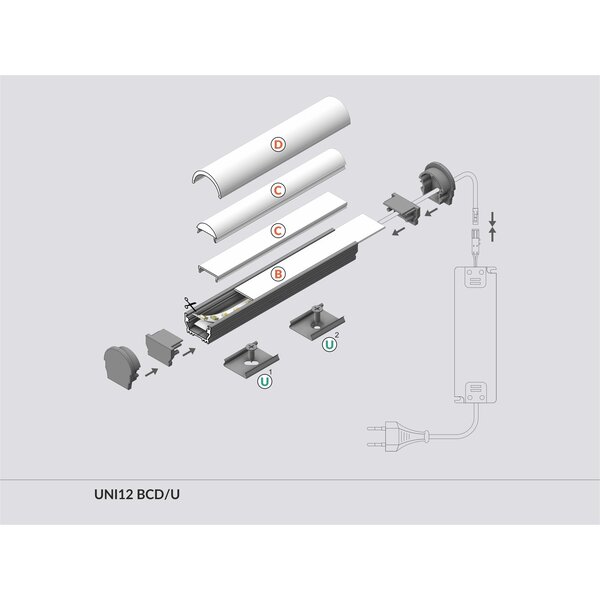 Topmet Opbouw / Inbouw Profiel 1 Meter UNI12
