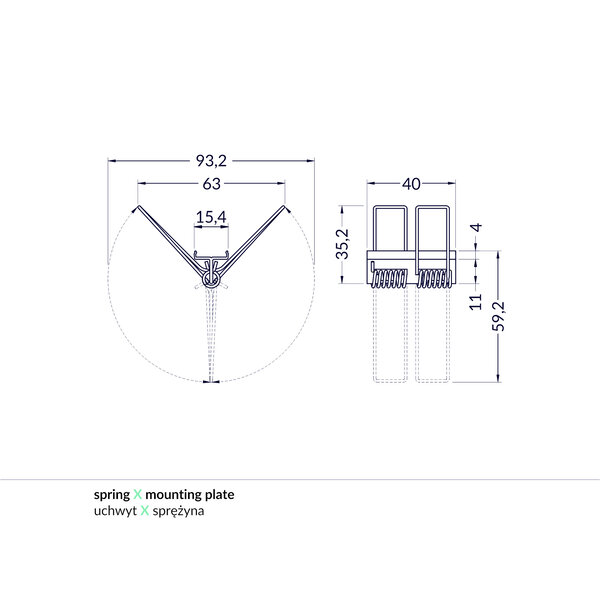 Topmet Mounting Spring Bevestigingsklem X voor Flat8, Groove10, Corner27, Corner10,