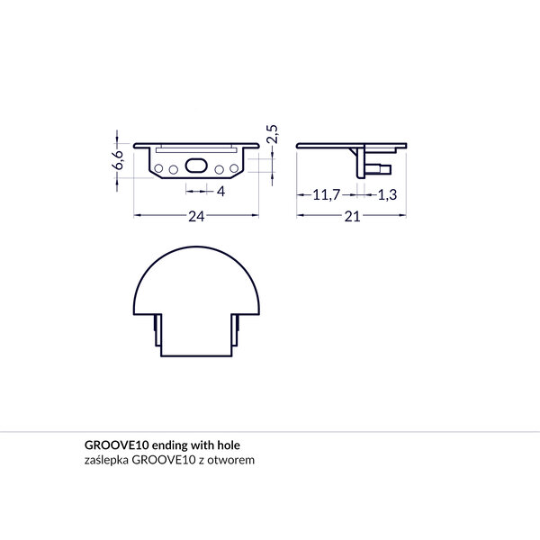 Topmet Groove10 Einddop Grijs met Ronde Afwerking