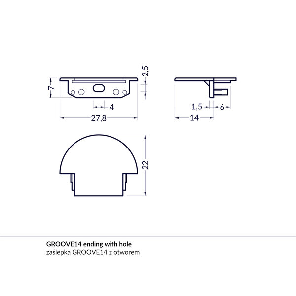 Topmet Groove14 Einddop Wit Rond Gen1