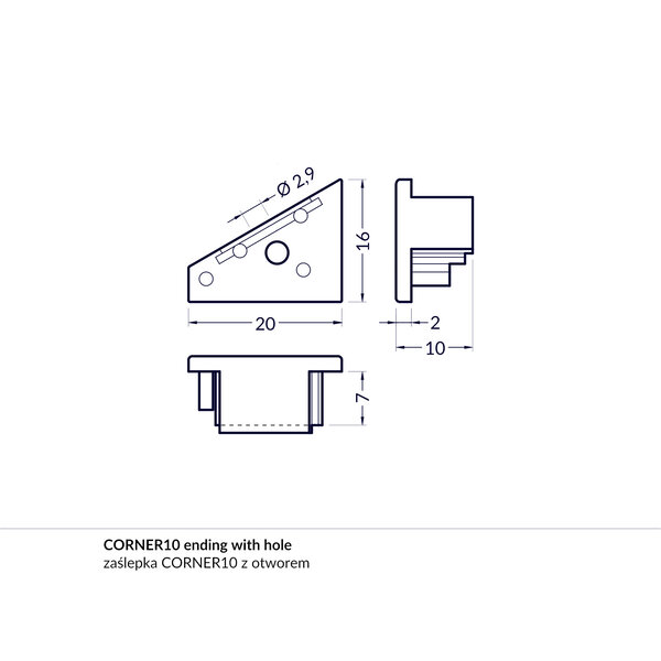 Topmet Corner10 Einddop Zwart GEN1