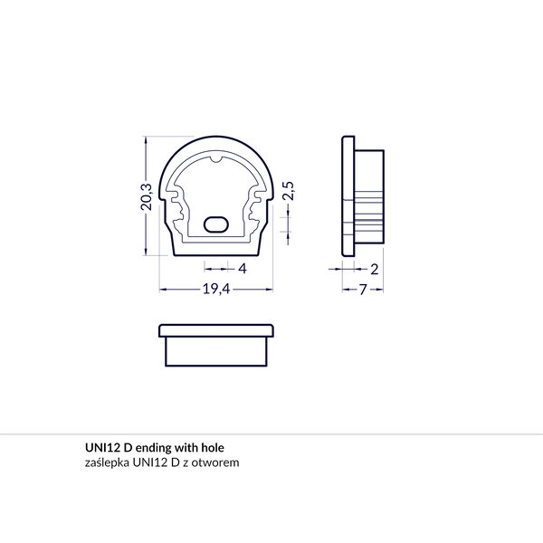 Topmet Uni12 D Einddop Zwart