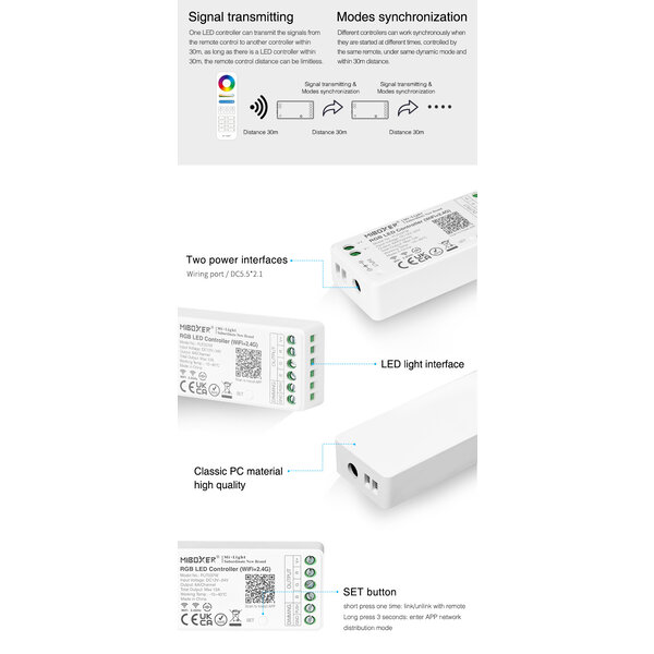 Milight / MiBoxer RGB LEDStrip Zone Controller WiFi + Bluetooth + 2.4 GHz