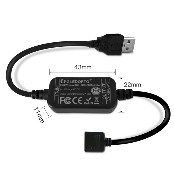 Gledopto Zigbee PRO USB LEDStrip set RGB+CCT 2 meter IP65