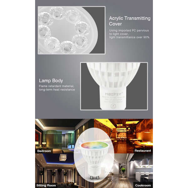 Milight / MiBoxer Zigbee 3.0 GU10 RGB+CCT Inbouwspot 4 Watt