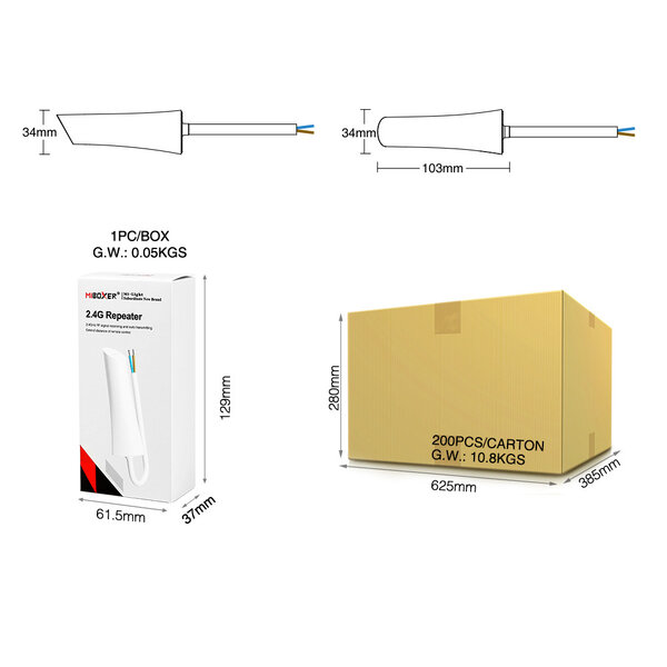 Milight / MiBoxer 2.4Ghz RF Repeater 230 Volt IP67