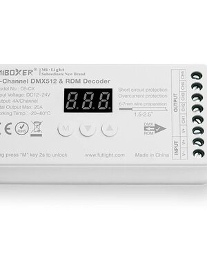 5 Kanaals DMX512 & RDM Decoder voor RGB+CCT LEDStrips