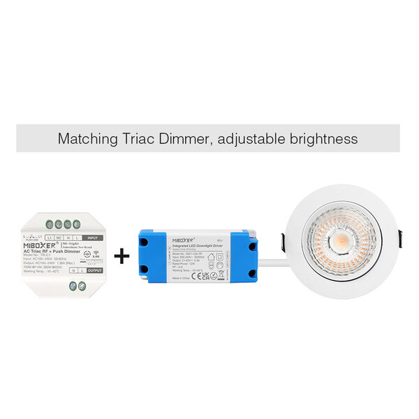 Milight / MiBoxer 12 Watt 230v Triac Dimbare LED Inbouwspot - Warm Wit