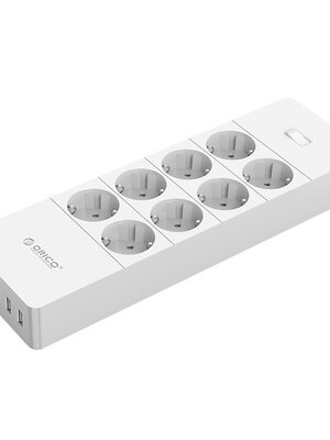 stekkerdoos met acht stopcontacten en vijf USB-laadpoorten - Wit