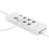 Orico stekkerdoos met acht stopcontacten en vijf USB-laadpoorten -  Incl. aan/uit schakelaar en overspanningsbeveiliging - Wit