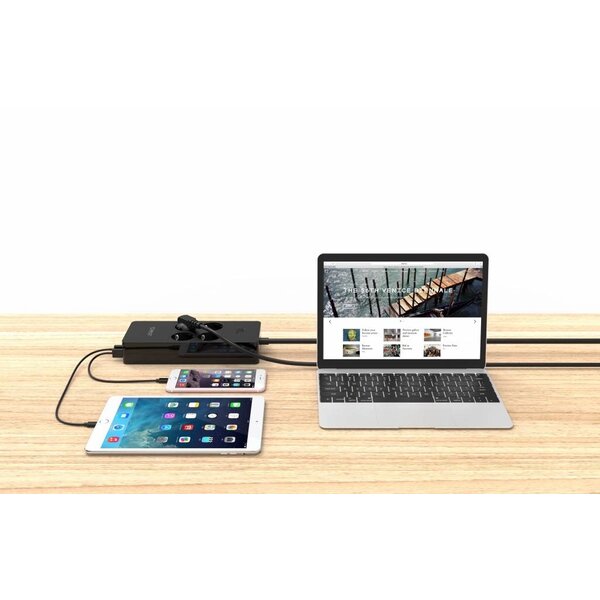 Orico USB stekkerdoos met vier stopcontacten en vijf USB-laadpoorten - 4000W - Incl. aan/uit schakelaar - Zwart