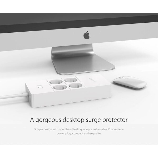 Orico stekkerdoos met vier stopcontacten en vijf USB-laadpoorten - 4000W - Incl. aan/uit schakelaar -  wit