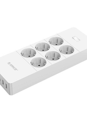 stekkerdoos met zes stopcontacten en vijf USB-laadpoorten