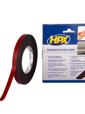 Dubbelzijdige HSA bevestigingstape - antraciet 12mm x 10m