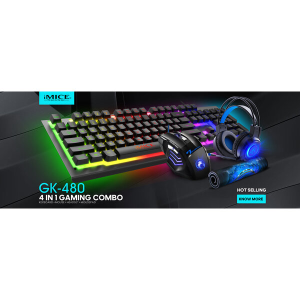 Imice 4-in-1 Gaming set met muis, toetsenbord, koptelefoon en muismat - RGB verlichting