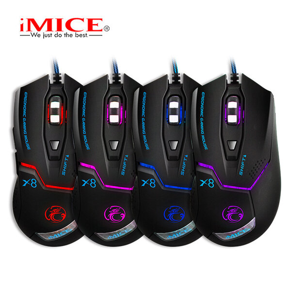 Imice Game muis met LED verlichting - 6 knoppen - Instelbare DPI