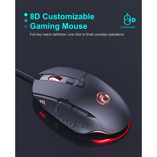 Imice Game muis - 8 knoppen - Instelbare DPI - LED Verlichting - 7200 DPI