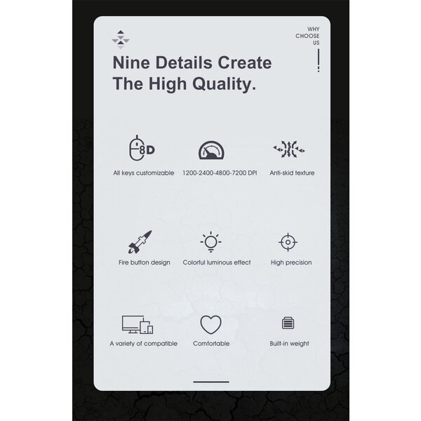 Imice Programmeerbare honeycomb game muis - 8 knoppen - 1200/2400/4800/7200 DPI