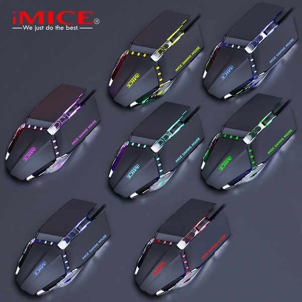 Imice Metalen mechanische game muis - 7 knoppen - Instelbare DPI - LED Verlichting