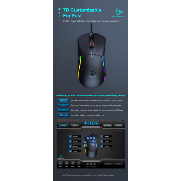 Imice Game muis met extra cover - 7 knoppen - RGB verlichting - Instelbare DPI