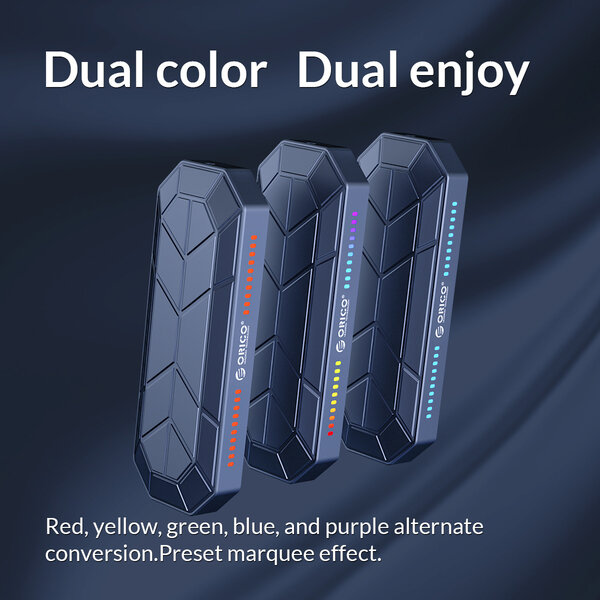 Orico Aluminium M.2 NVMe SSD behuizing - USB 3.1 Gen 2 USB-C - RGB-verlichting - Grijs