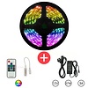 5 Meter RGB LEDstrip set met Afstandsbediening en Stroomadapter