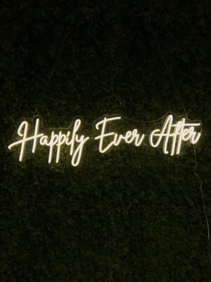 Neon logo met LED happily ever after