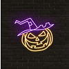 Neon Logo met LED Pompoen - Halloween Pompoen logo oranje met paars