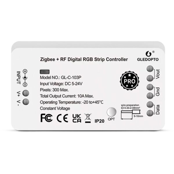 Gledopto Digitale Zigbee 3.0 LEDStrip Controller WS2811 WS2812 max. 300 pixels