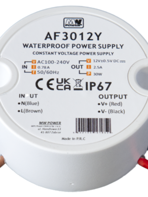 Ronde mini transformator 12 Volt 30 Watt IP67