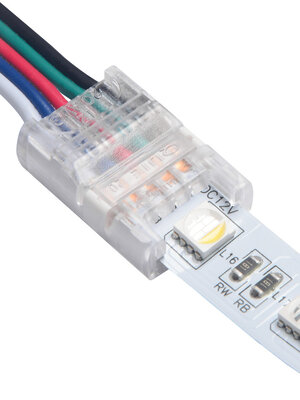 RGBW Klik Connector met 15cm aansluitdraad voor IP20 LED Strips - V2