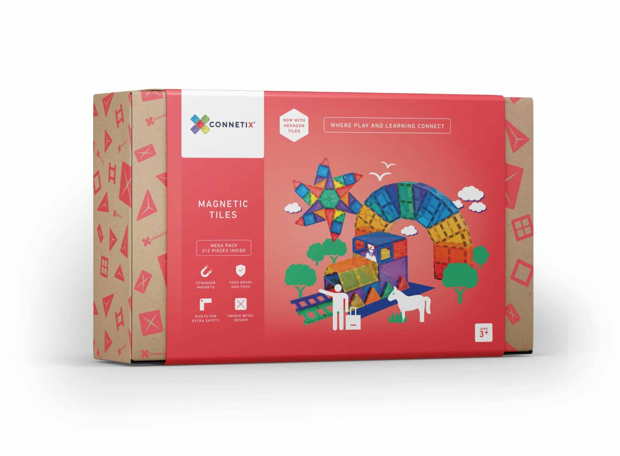Magnetisch bouwset, Connetix - Regenboog Vierkanten (Rainbow Square Pack 42 pc) - Blik op Hout