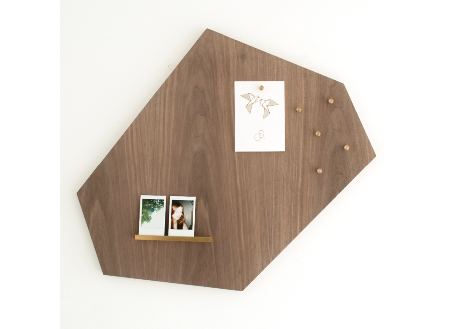 magneetbord walnoot - incl. magneten en kaarthouder